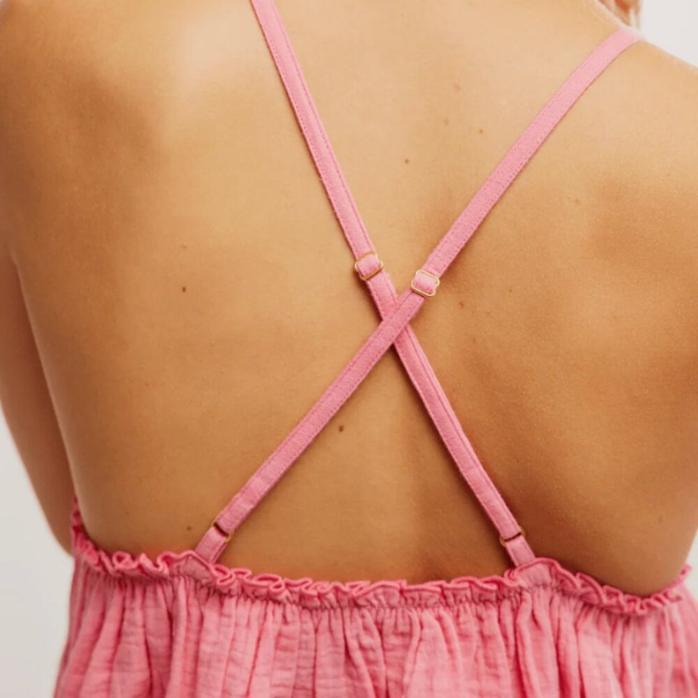 Free People Pink Flowy Embroidered Floral Lace Cami - Size S - Picture 3 of 7